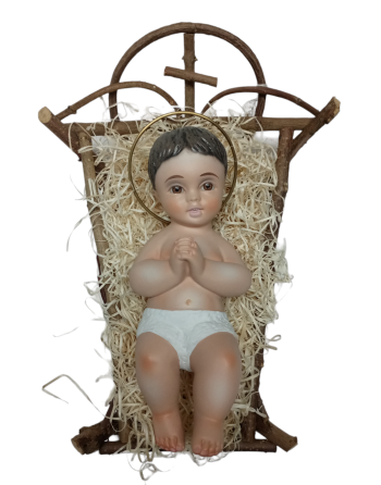 Niño Jesús con cuna en madera
