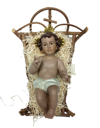 Niño Jesús con cuna madera