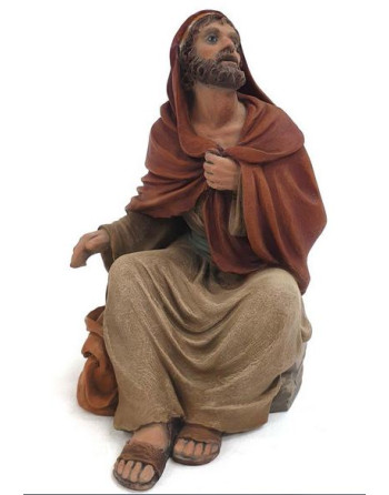 Pastor sentado con zurrón