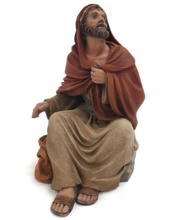 Pastor sentado con zurrón