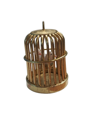Jaula dorada con pájaro. D032