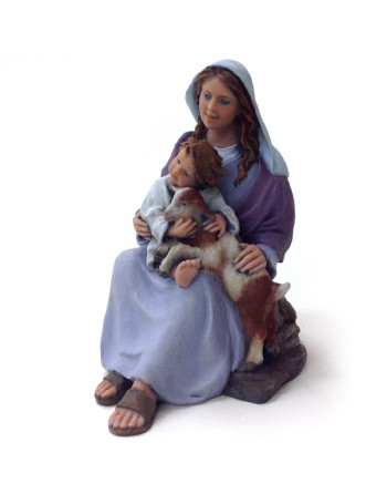 Madre con niño y cabrita Montserrat Ribes. 17 cm. 390.