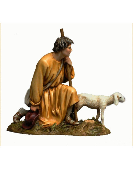 Pastor adorando con oveja resina Landi 18 cm. ML00242.