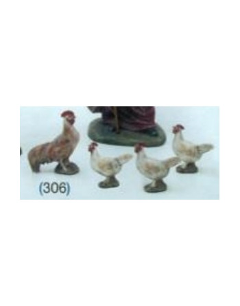 Gallo y tres gallinas 6cm. C306