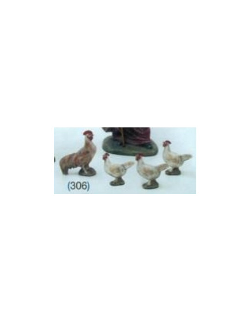 Gallo y tres gallinas 6cm. C306