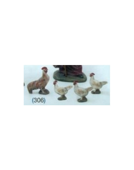 Gallo y tres gallinas 6 cm. C306
