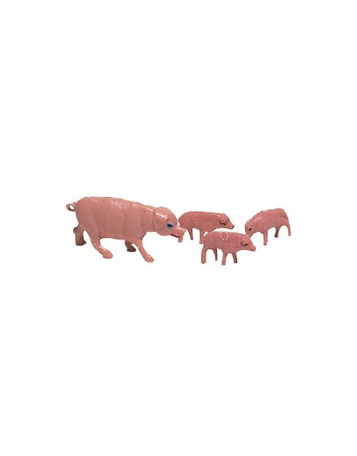 Cerdo con crías plástico. 7 cm. 00003.