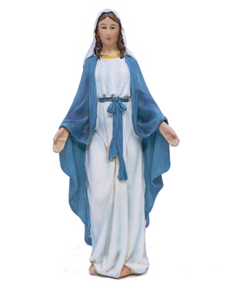 Imagen de la Virgen milagrosa en resina pintada a mano en azul y blanco ...