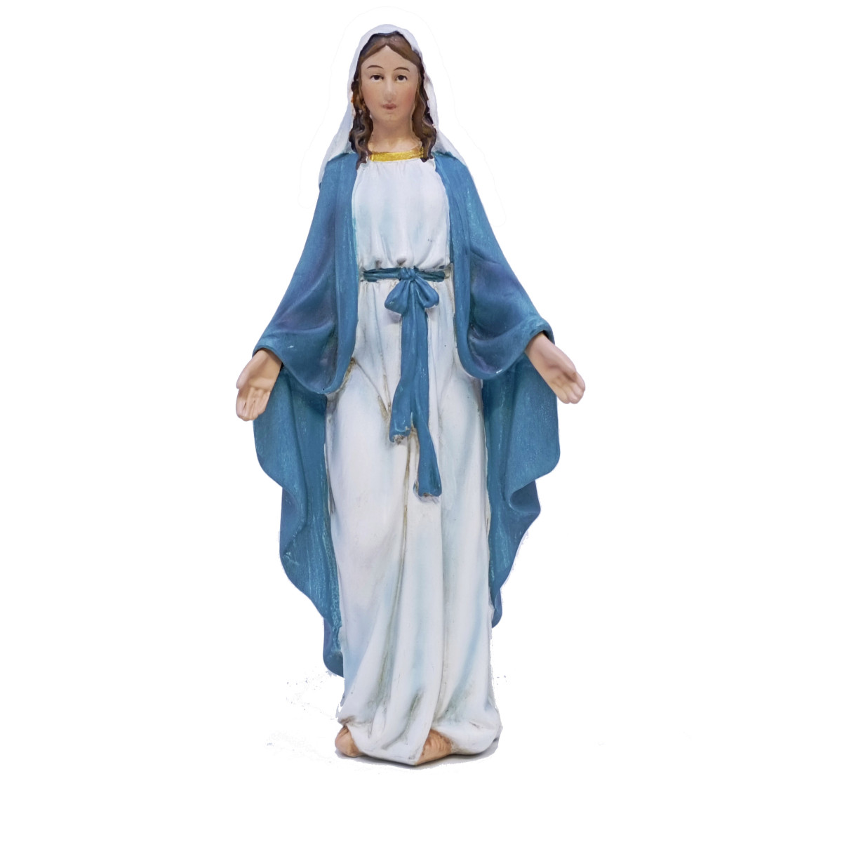Imagen de la Virgen milagrosa en resina pintada a mano en azul y blanco ...
